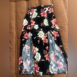 AFRM Floral Black Maxi Skirt with cut outs - Pink & White Bloom size XL